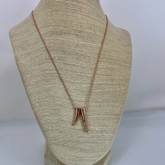 Stella & Dot Rose Gold Double Pave Horn Pendant Necklace - Picture 1 of 5